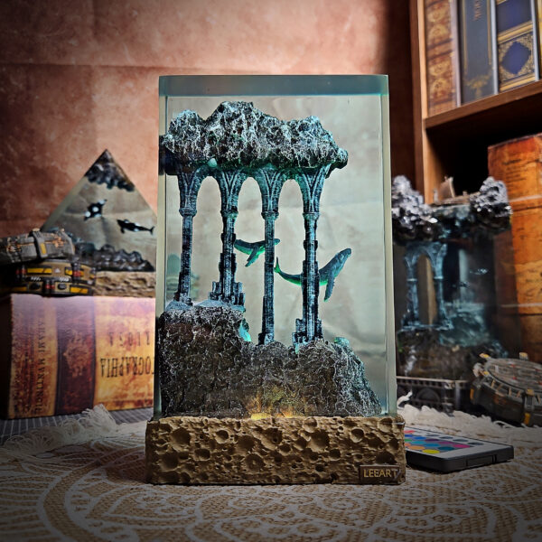 Ocean Whale Rectangle Resin Lamp