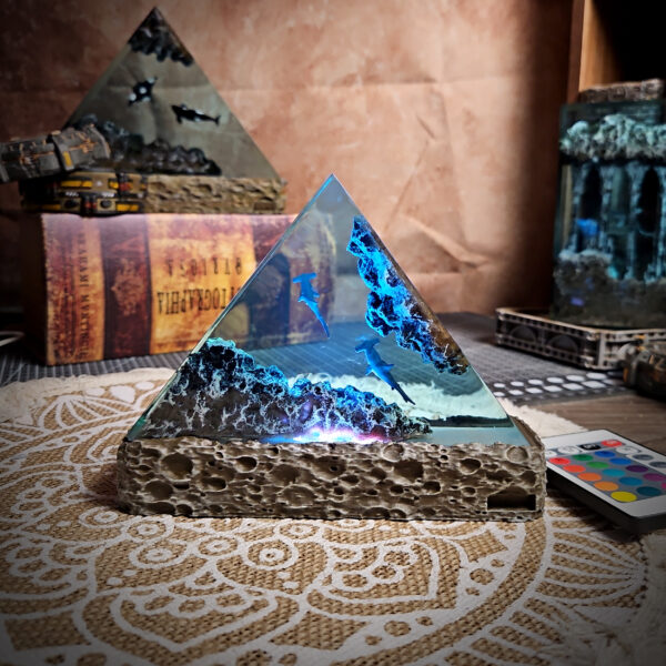 Ocean Shark Triangle Resin Lamp