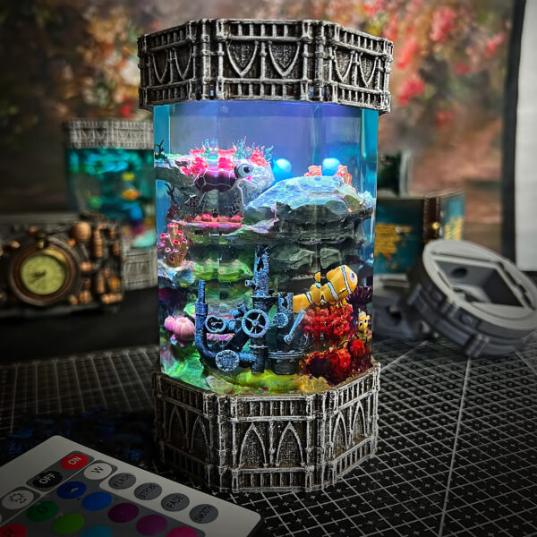 Coral & Nemo – Octagon Resin Lamp